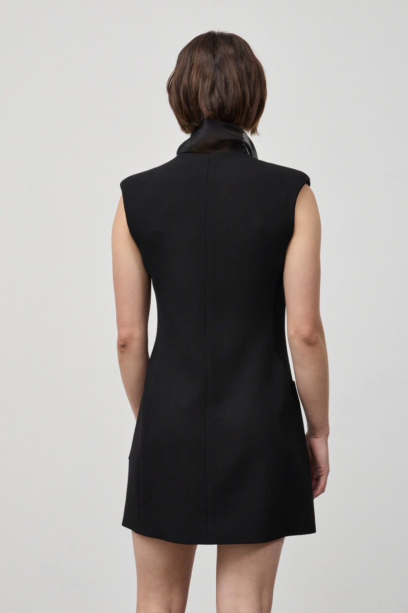 Tuxedo Dress in Wool and Silk